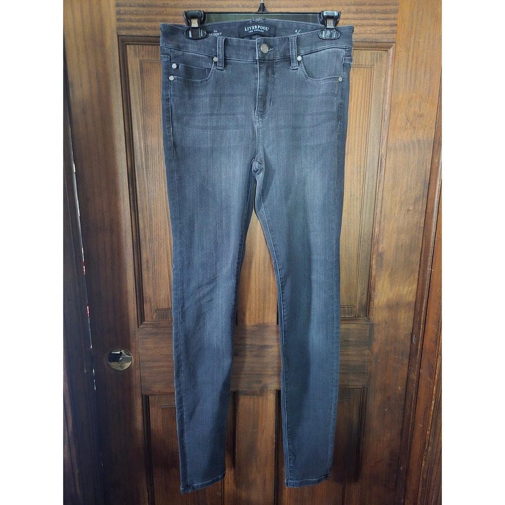 Liverpool Los Angeles The Skinny Jeans Charcoal Gray Stretch Denim Womens 4/27